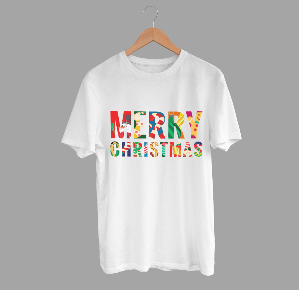 Camiseta Merry Christmas, manga larga, manga corta