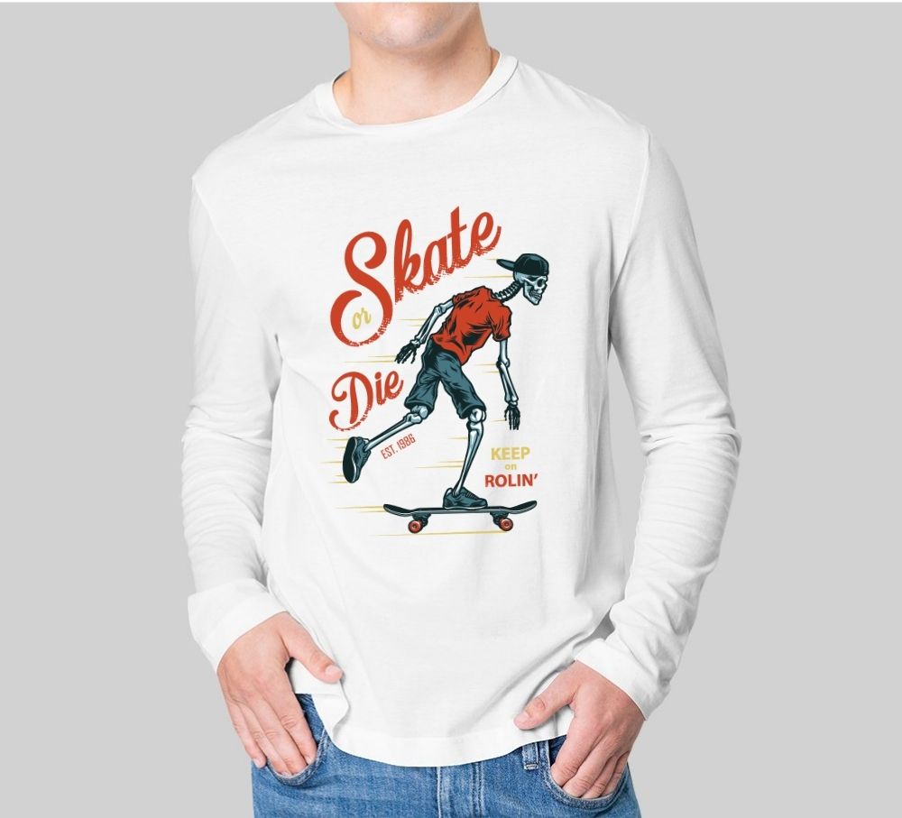Camiseta Skate or Die hombre manga larga