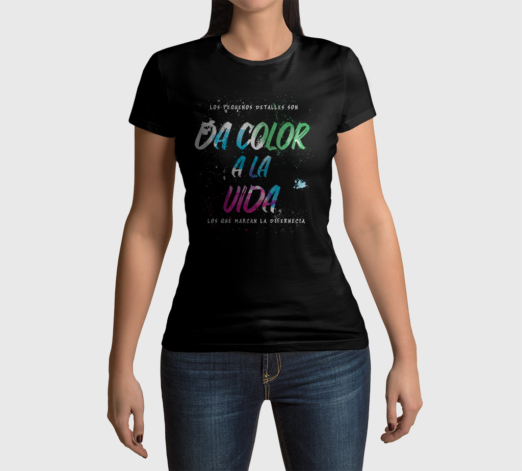 Camiseta Da Color a La Vida manga corta, manga larga de mujer
