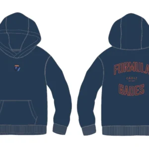 Sudadera con capucha y bolsillo frontal con bordado frontal y detrás