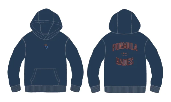 Sudadera con capucha y bolsillo frontal con bordado frontal y detrás