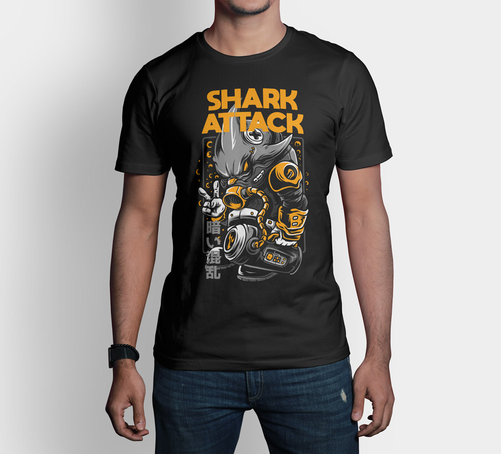 Camiseta Shark Attack, calidad premium