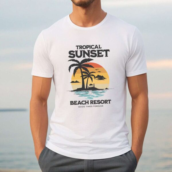Camiseta de hombre clásica Premium Tropical Sunset
