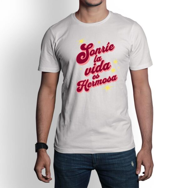 Camiseta de hombre clásica Premium Sonríe la vida es hermosa - Imagen 8