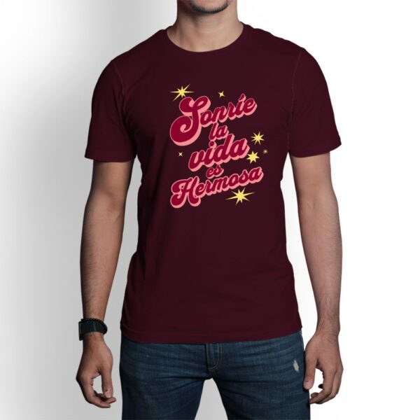 Camiseta de hombre clásica Premium Sonríe la vida es hermosa - Imagen 7