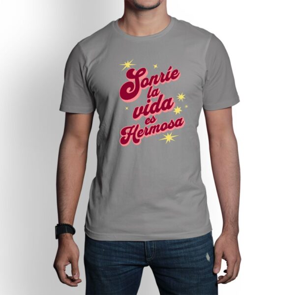 Camiseta de hombre clásica Premium Sonríe la vida es hermosa - Imagen 6