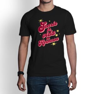 Camiseta de hombre clásica Premium Sonríe la vida es hermosa