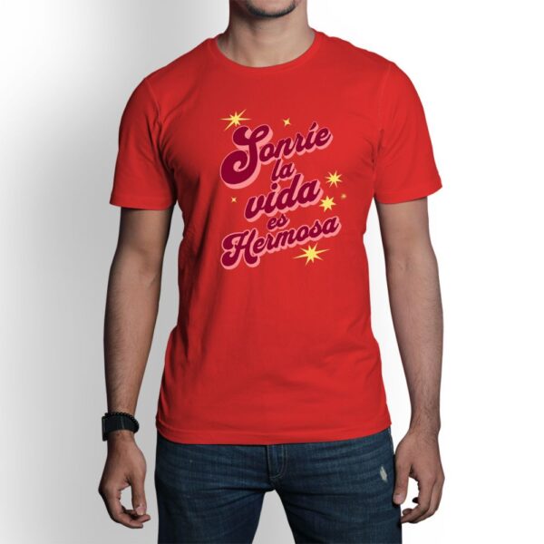 Camiseta de hombre clásica Premium Sonríe la vida es hermosa - Imagen 4