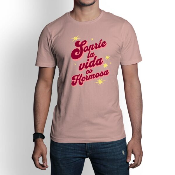 Camiseta de hombre clásica Premium Sonríe la vida es hermosa - Imagen 3