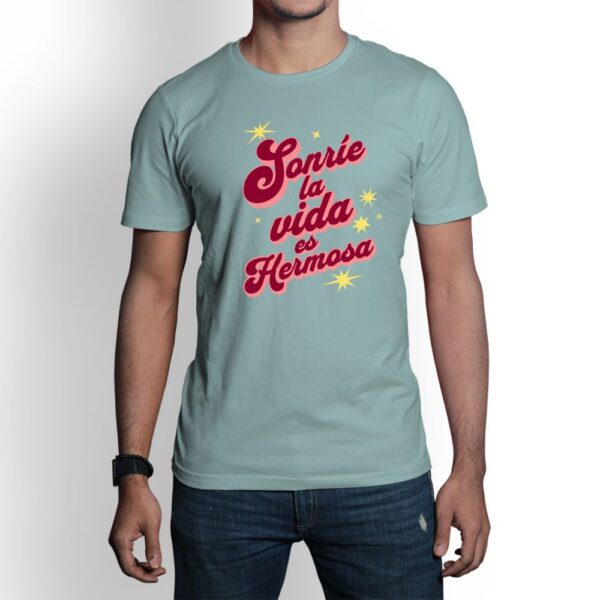 Camiseta de hombre clásica Premium Sonríe la vida es hermosa - Imagen 2