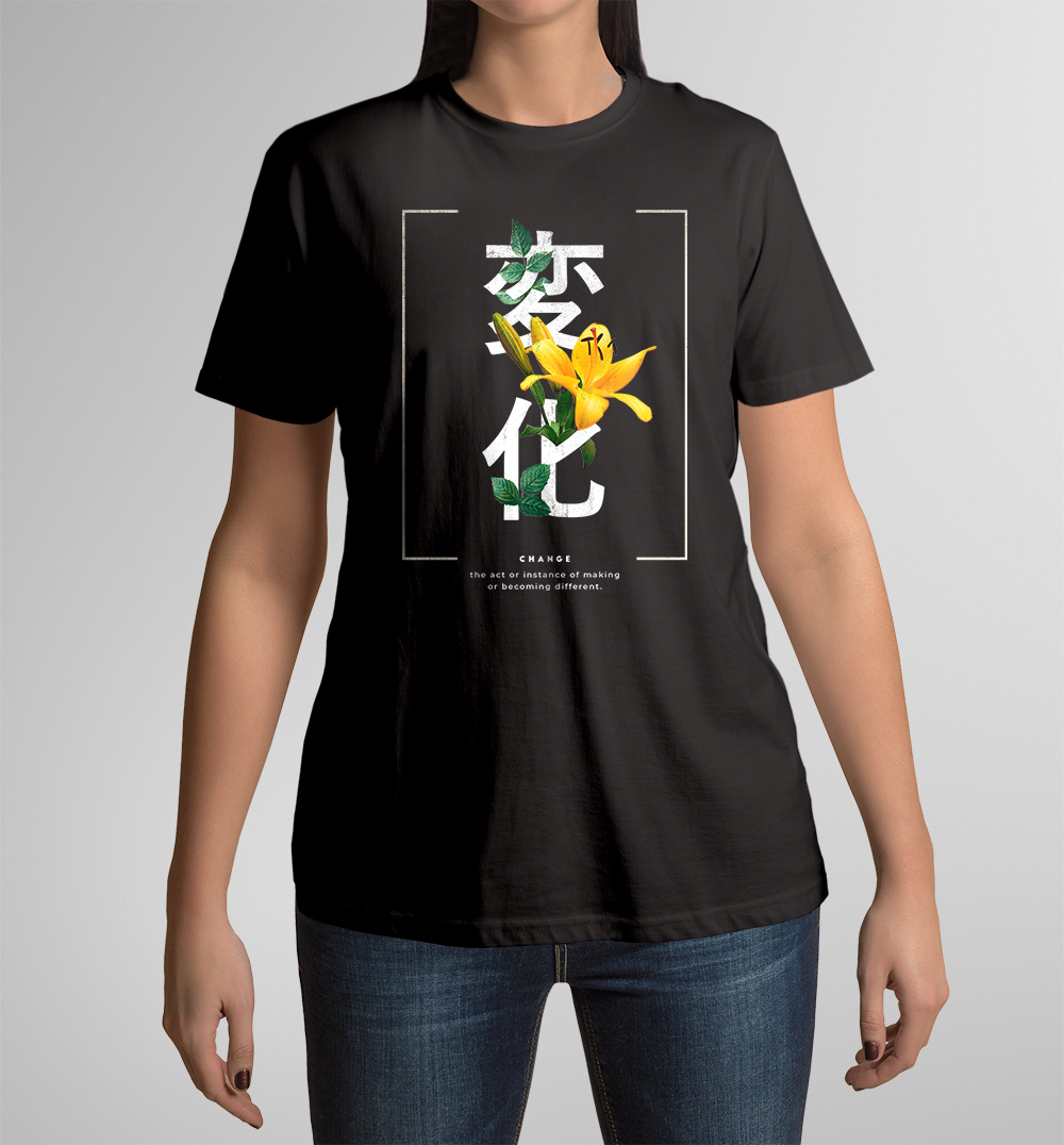 Camiseta Kanjis Japoneses de mujer manga corta