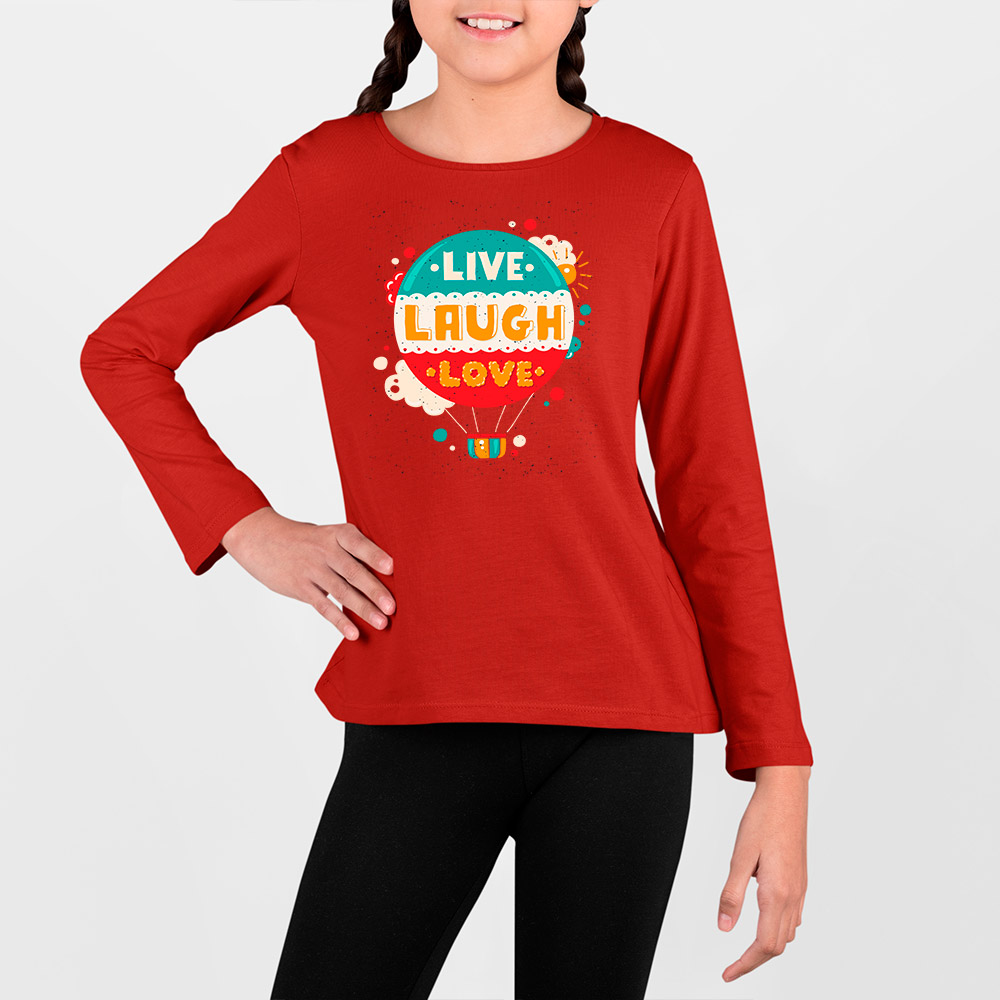 Camiseta Live Laugh Love de niña manga larga