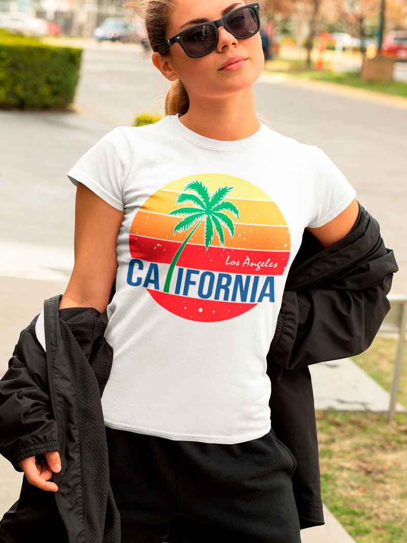 Camiseta de mujer personalizada de manga corta con impresión California