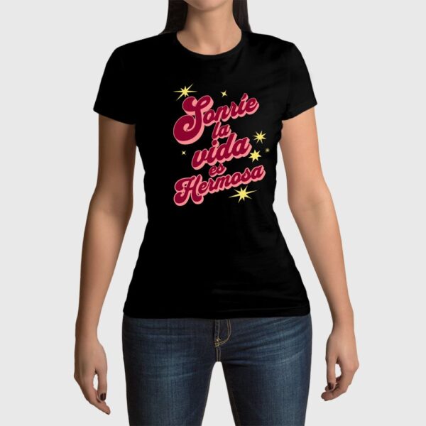 Camiseta de mujer clásica Premium Sonríe la vida es hermosa