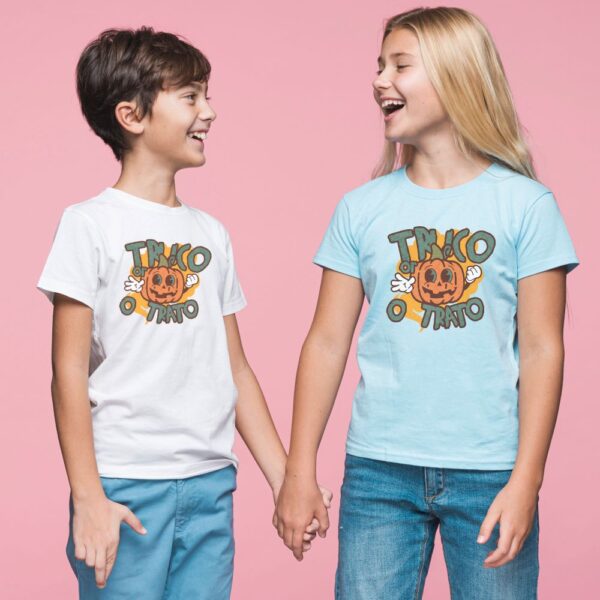 Camiseta de niña o niño de manga corta Truco o Trato