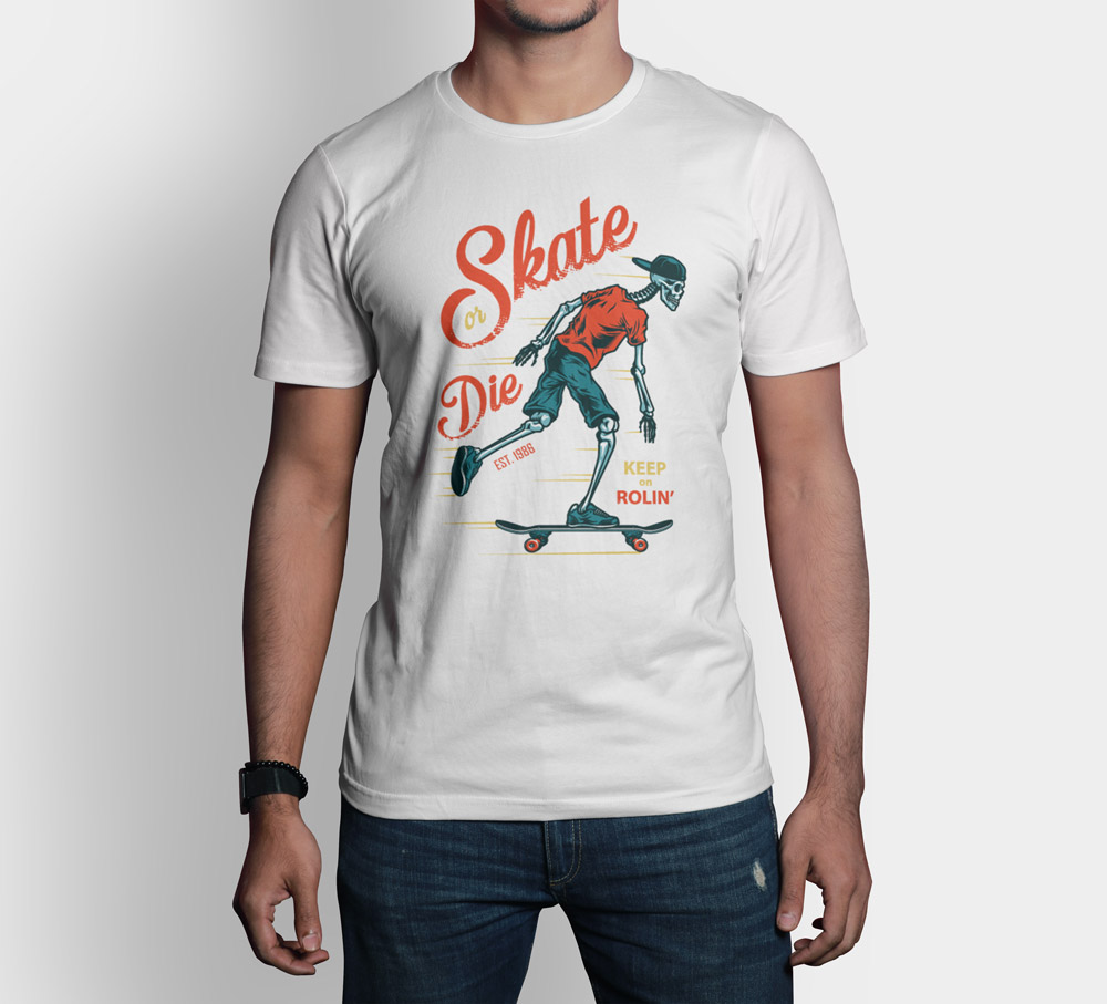Camiseta Skate or Die, calidad premium