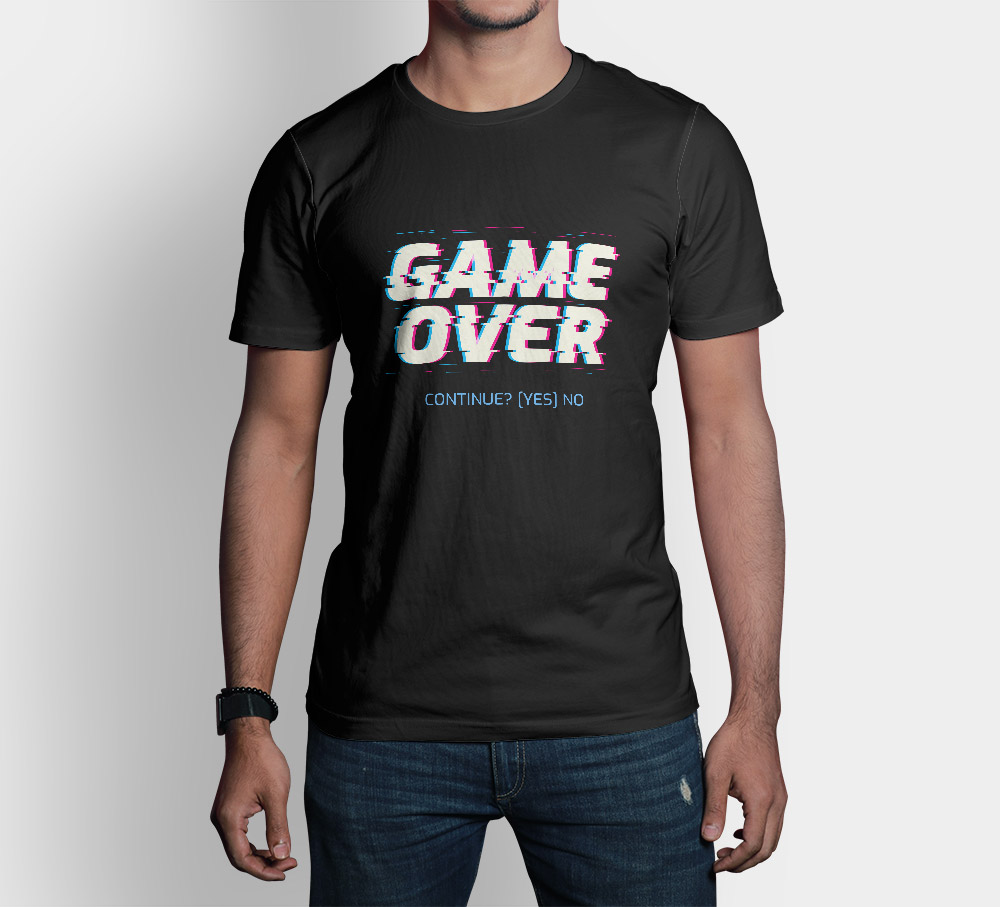 Camiseta Game Over, calidad premium