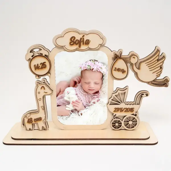 Portafotos para bebé de madera personalizado